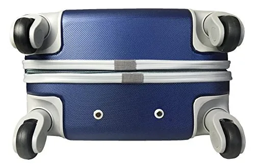 3 Pc Luggage Set Hardside Rolling 4Wheel Spinner Upright Carryon Travel Abs Blue