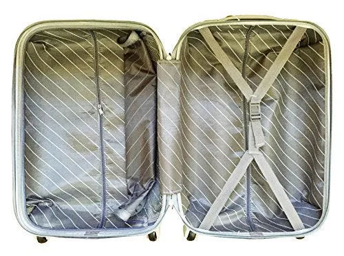 3 Pc Luggage Set Hardside Rolling 4Wheel Spinner Upright Carryon Travel Abs Blue