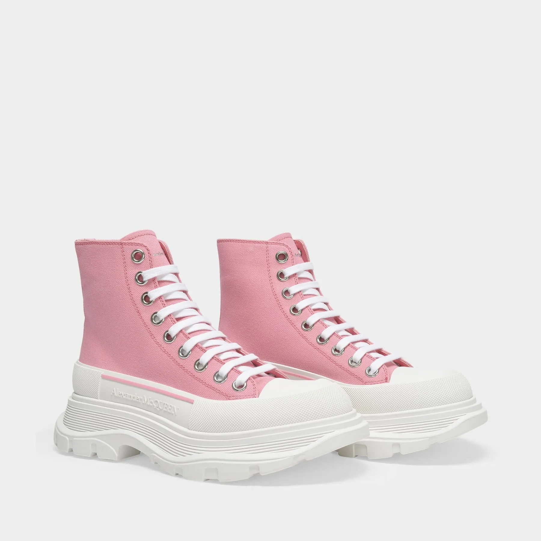 Alexander McQueen  Tread Slick Sneakers in Pink Canvas