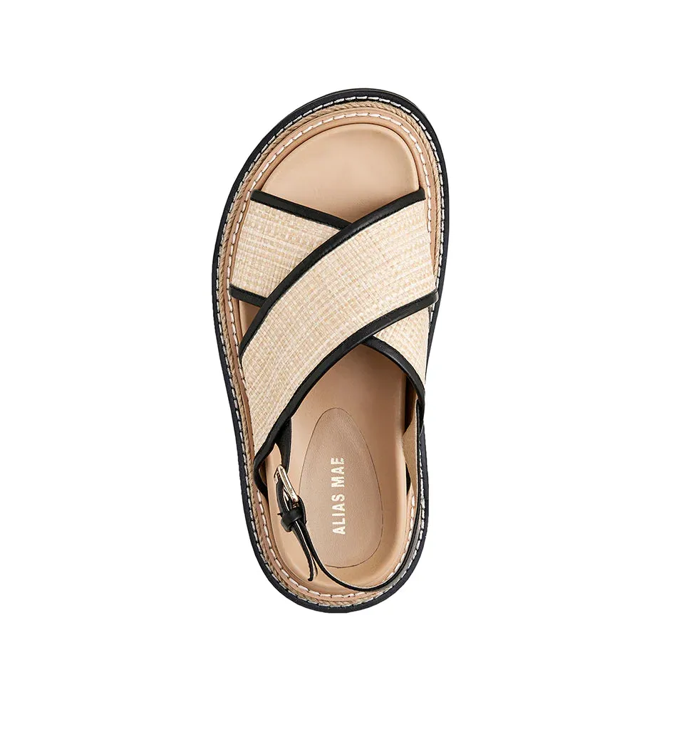 ALIAS MAE Womens Verona Sandals - Black / Natural Raffia