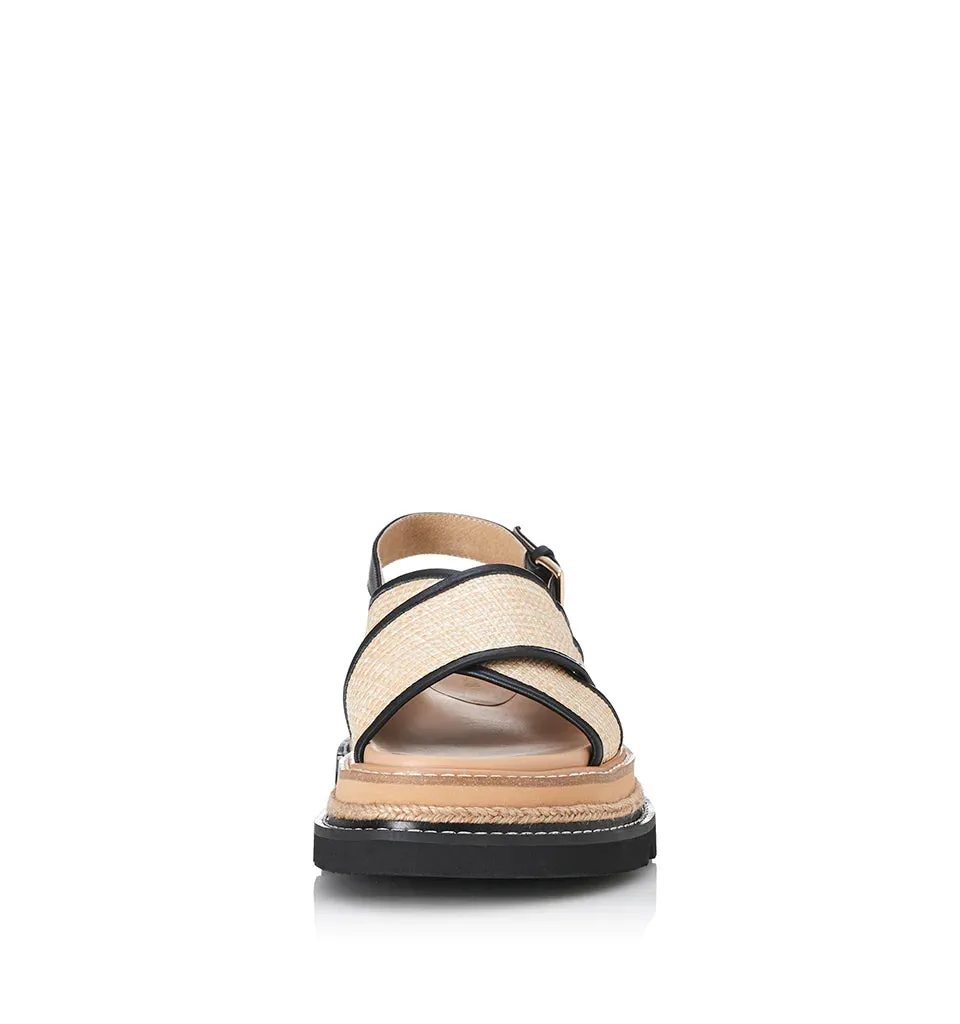 ALIAS MAE Womens Verona Sandals - Black / Natural Raffia