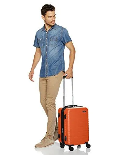 Amazonbasics Hardside Spinner Luggage, 20-Inch Carry-On/Cabin Size, Burnt Orange