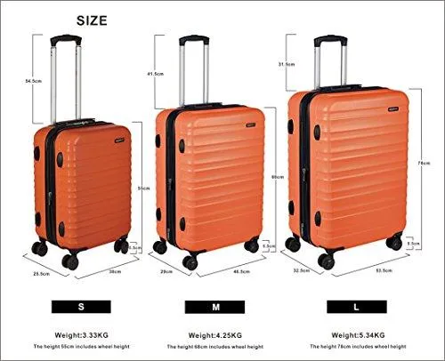 Amazonbasics Hardside Spinner Luggage, 20-Inch Carry-On/Cabin Size, Burnt Orange