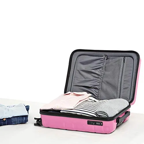 AmazonBasics Pyramid Luggage Spinner with TSA Lock, 20-Inch Carry-On, Pink