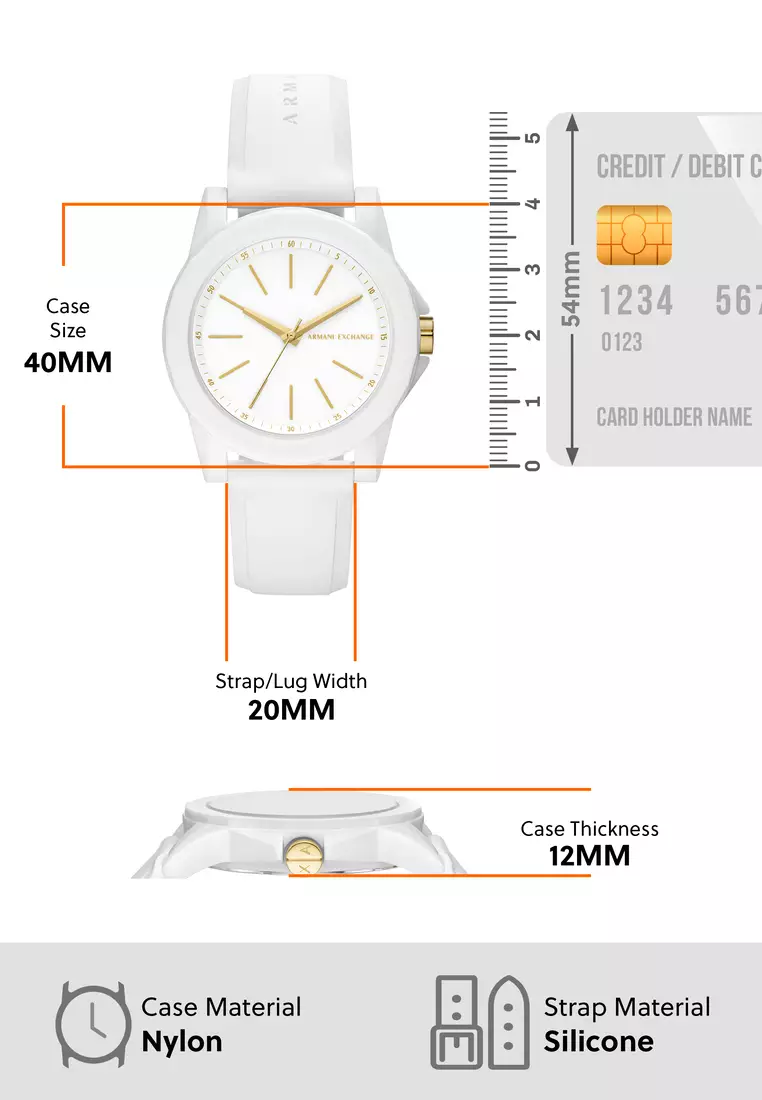 Armani Exchange Armani Exchange Three-Hand White Silicone Watch and Luggage Tag Gift Set (AX7126)