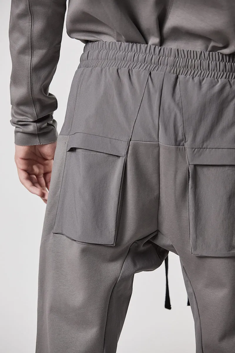 ASH GREY MATMIX DROP CROTCH TROUSERS