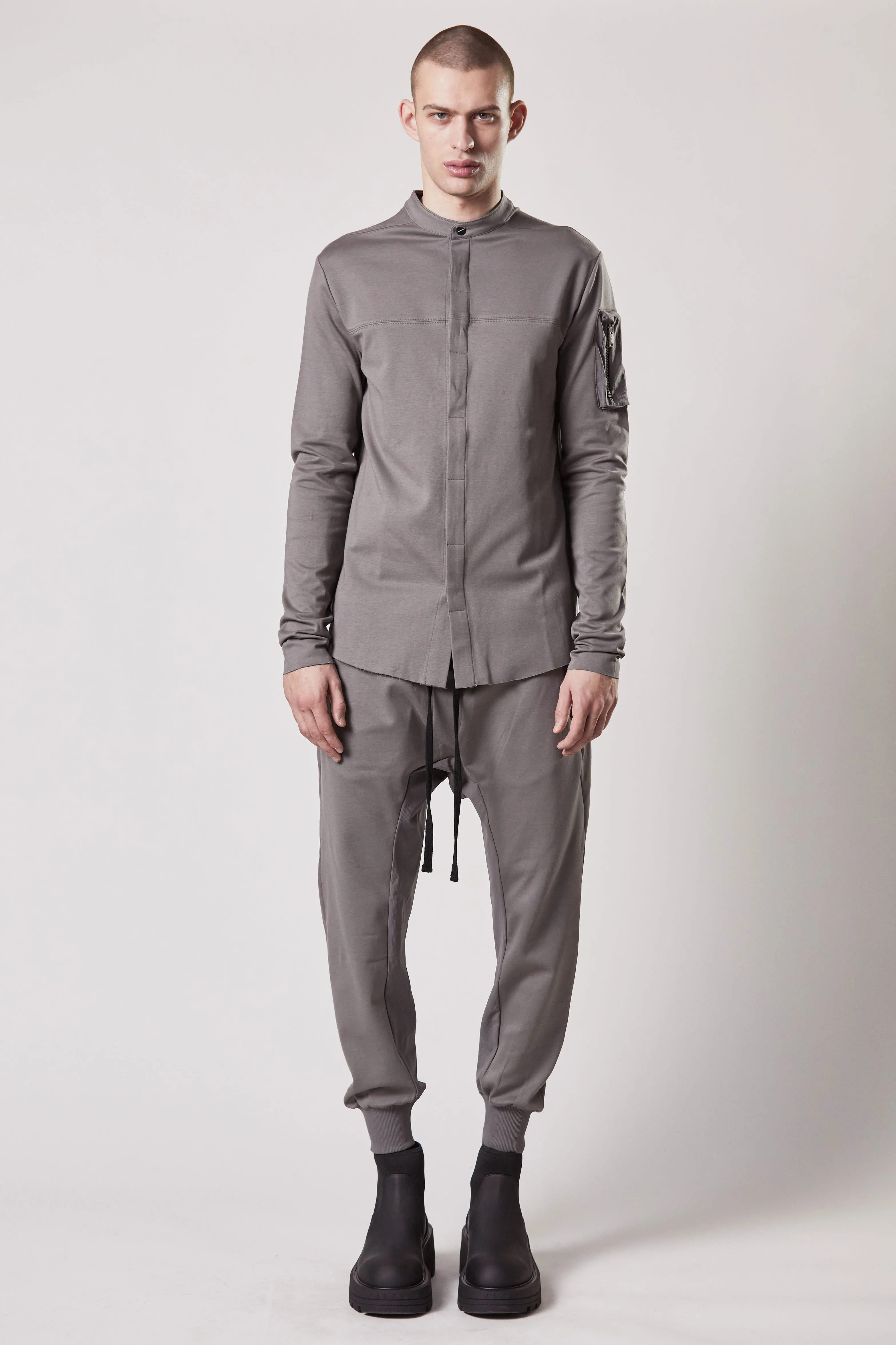 ASH GREY MATMIX DROP CROTCH TROUSERS