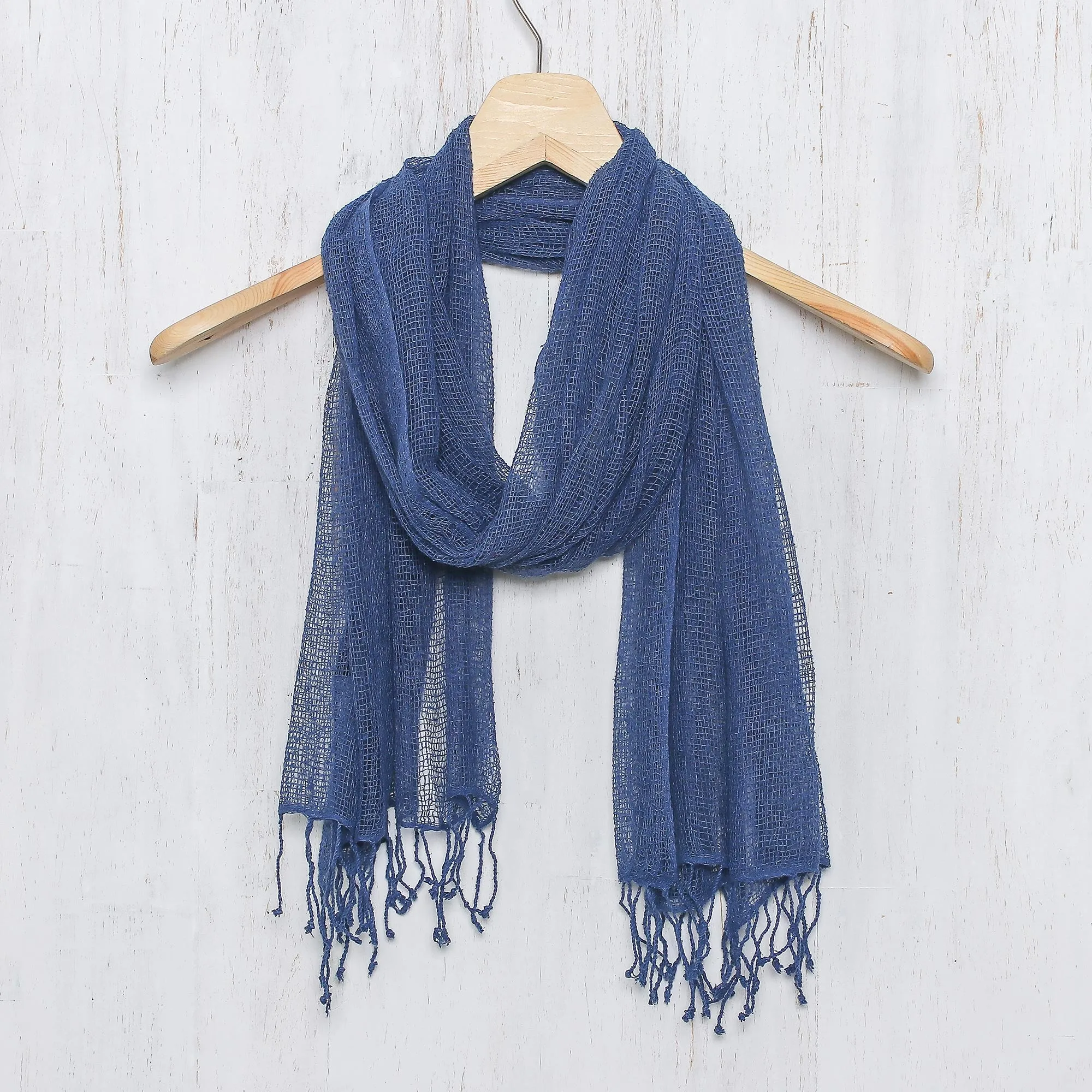 Azure Summer Blue Silk Scarf