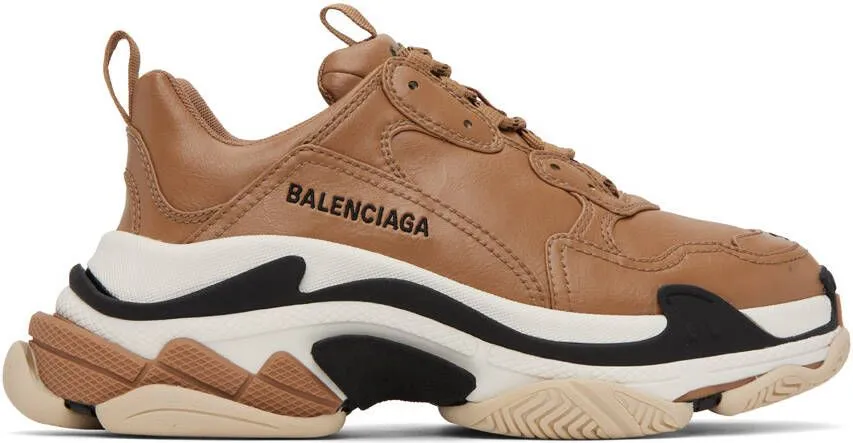 Balenciaga Brown Triple S Sneakers