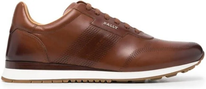 Bally perforated striped sneakers Brown