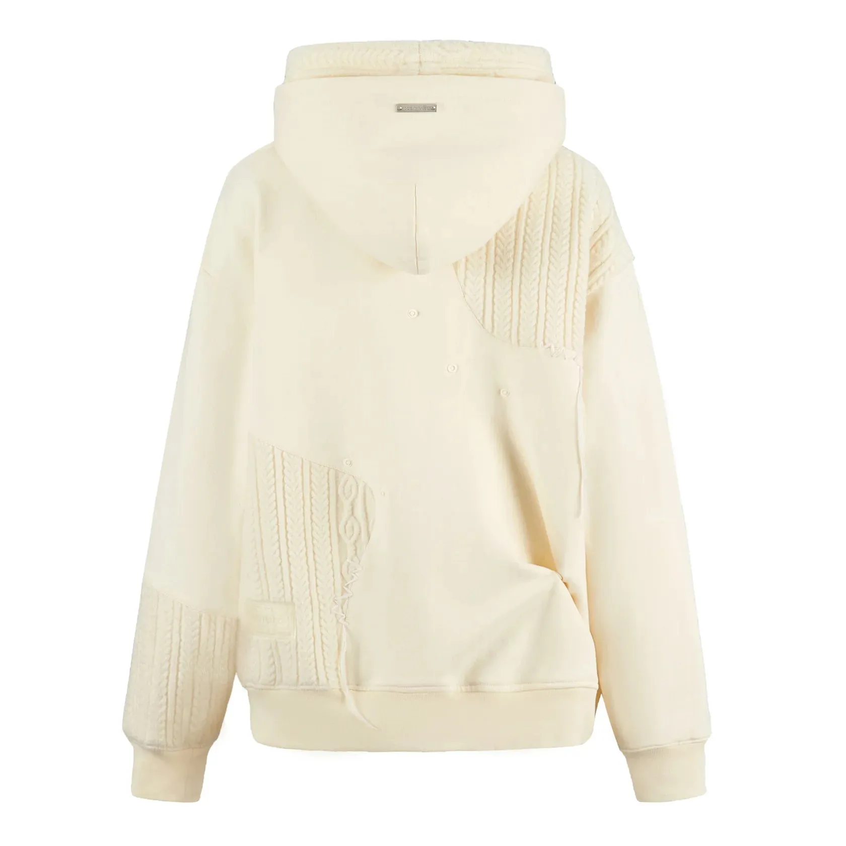 Bear Knit Suture Layered Hoodie in Beige-