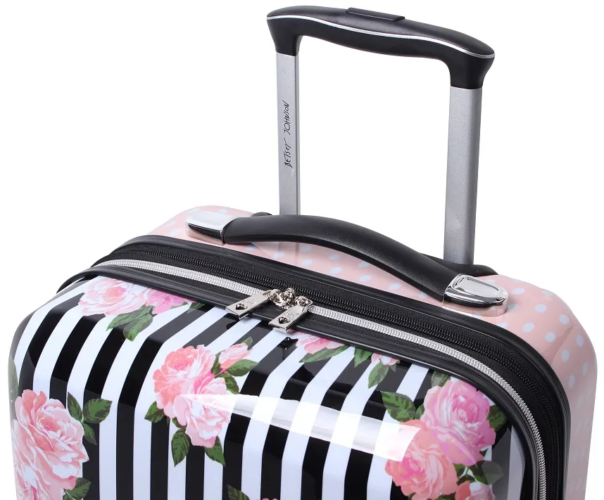 Betsey Johnson Stripe Roses 3-Piece Luggage Set 