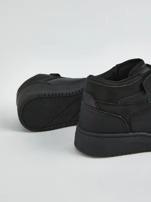 Black Panelled Strap Sporty High Top Trainers | Kids | George at ASDA