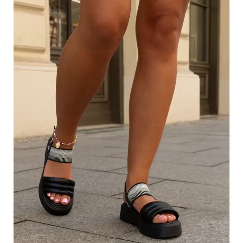 Black platform sandals made of Hada eco leather