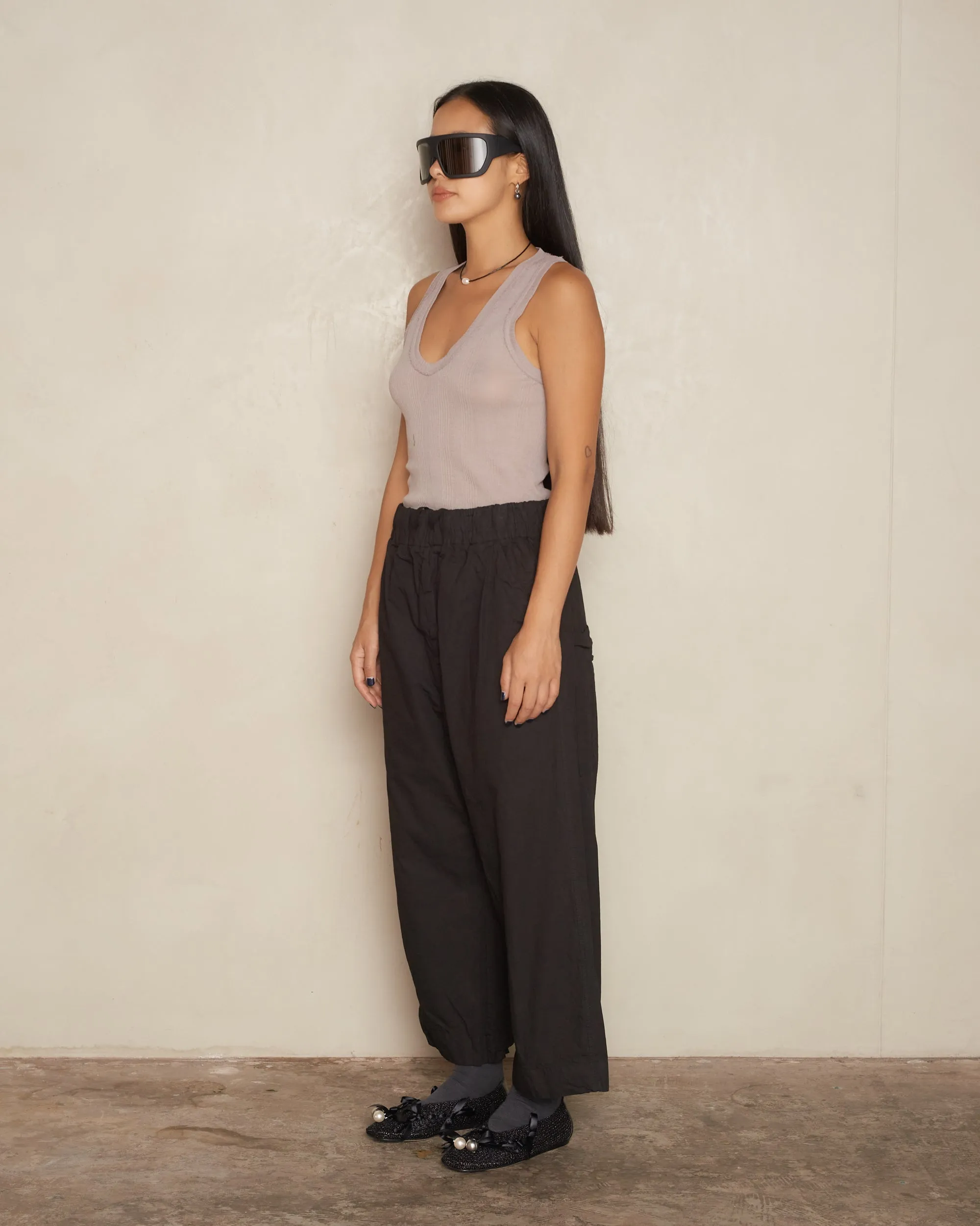 Black Wide Leg Cropped Trousers