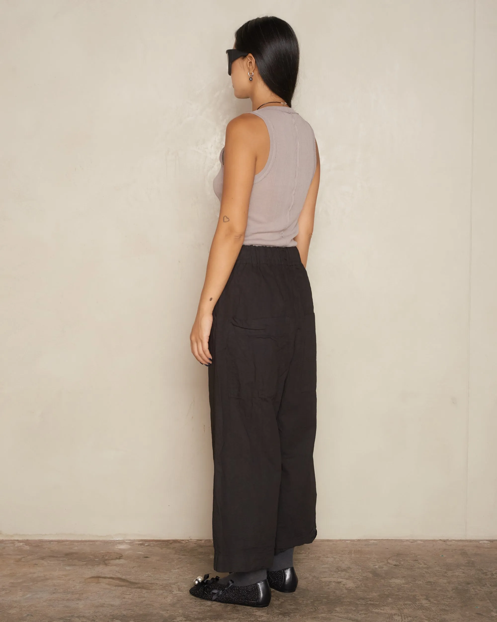 Black Wide Leg Cropped Trousers