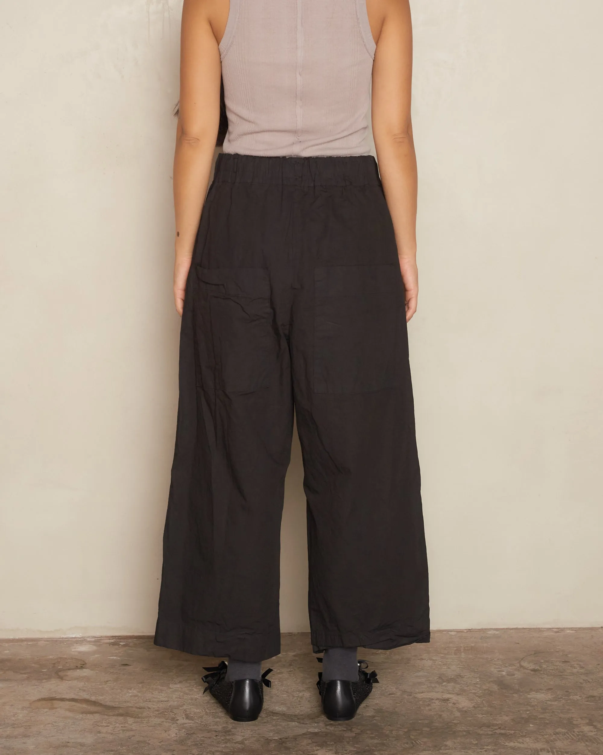 Black Wide Leg Cropped Trousers