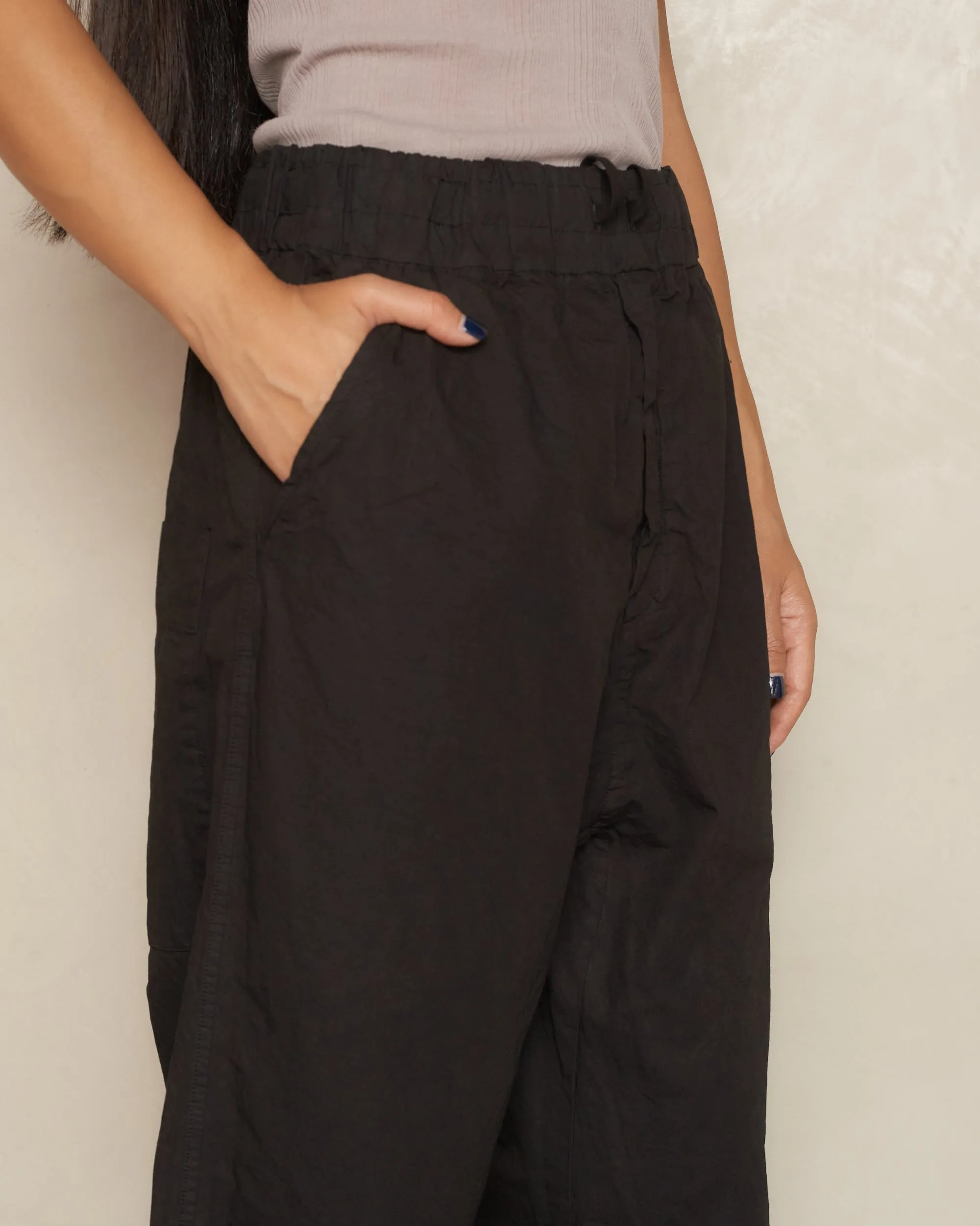 Black Wide Leg Cropped Trousers