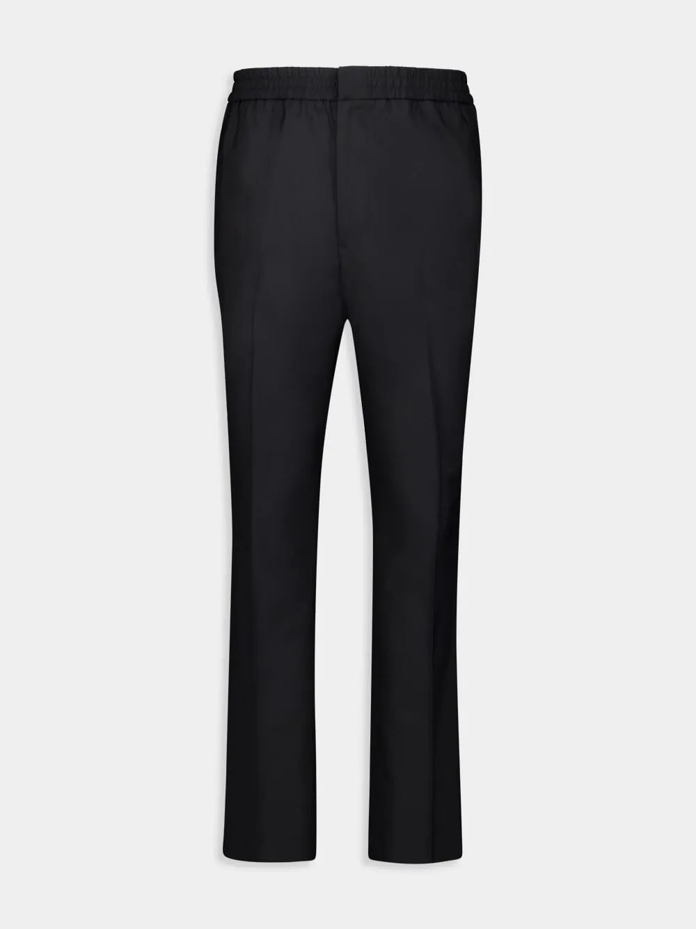 Black Wool Elasticated Waist Trousers