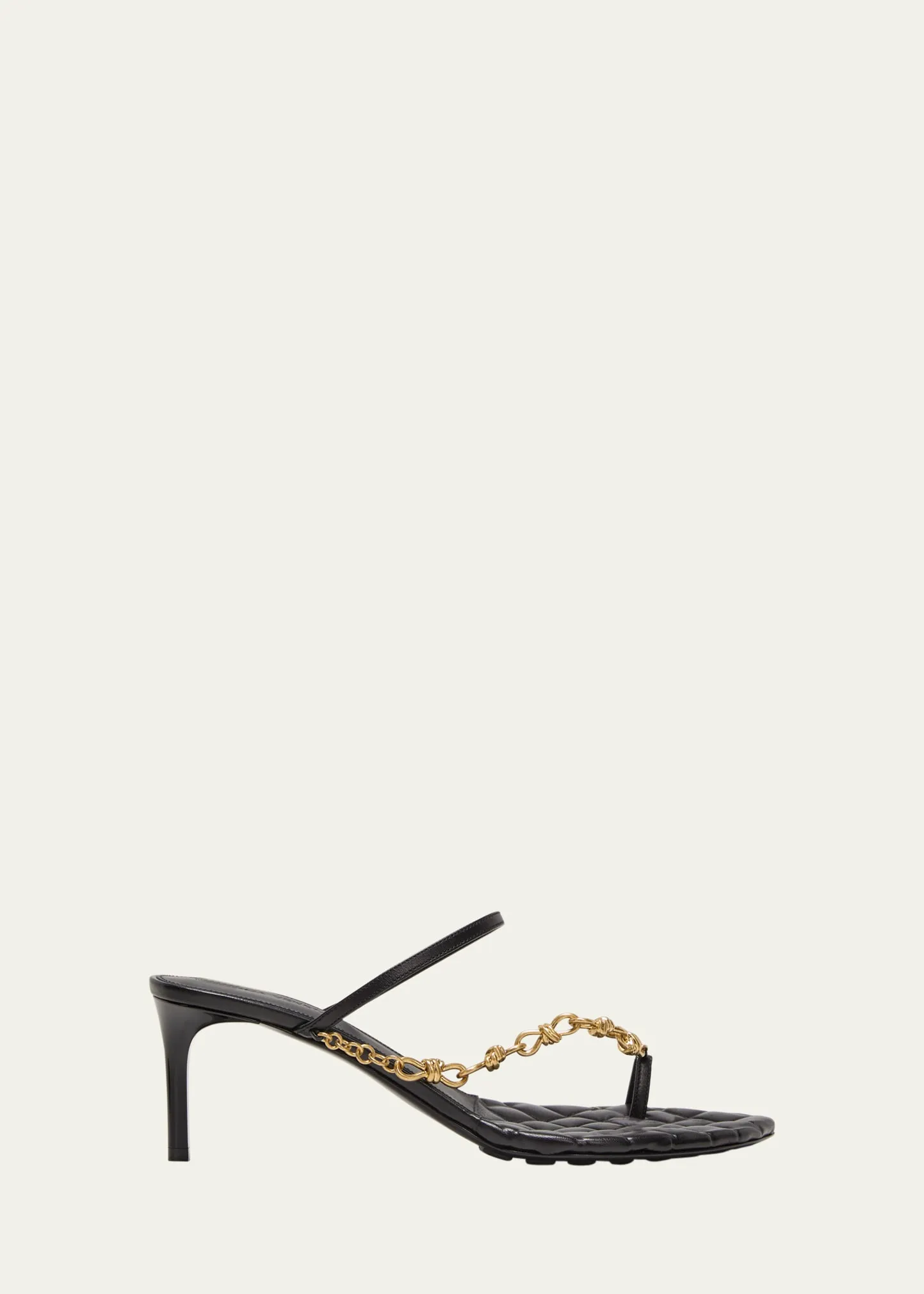 Bottega Veneta Leather Chain Toe-Ring Slide Sandals