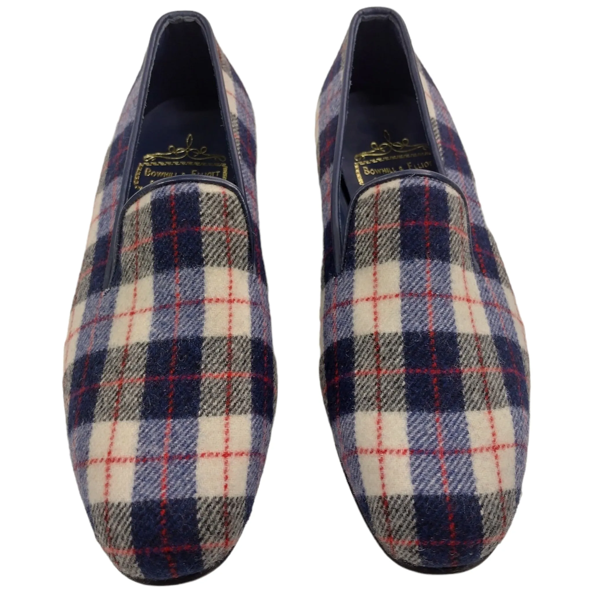 Bowhill & Elliott Navy/White Check Tartan Shoes