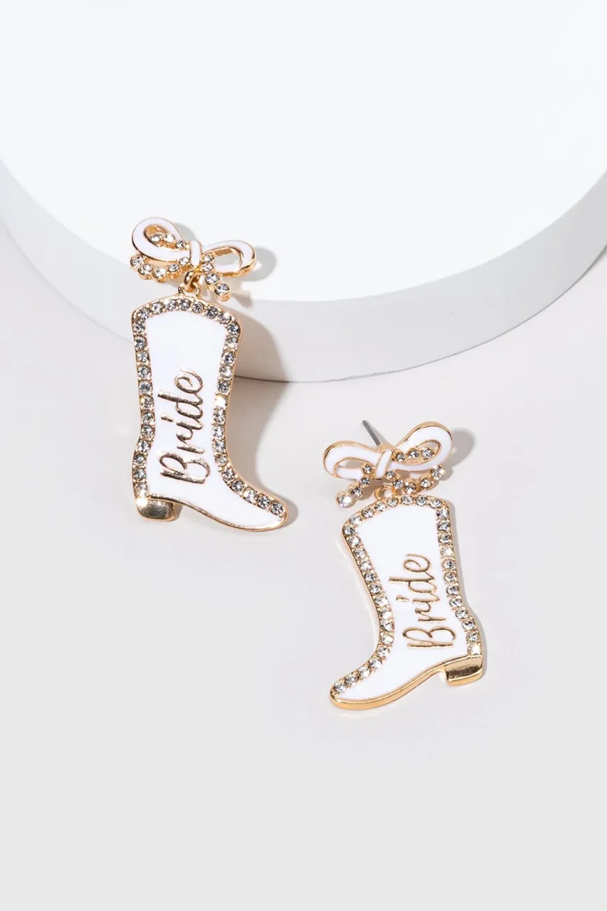 Bride Enamel Boot Earrings