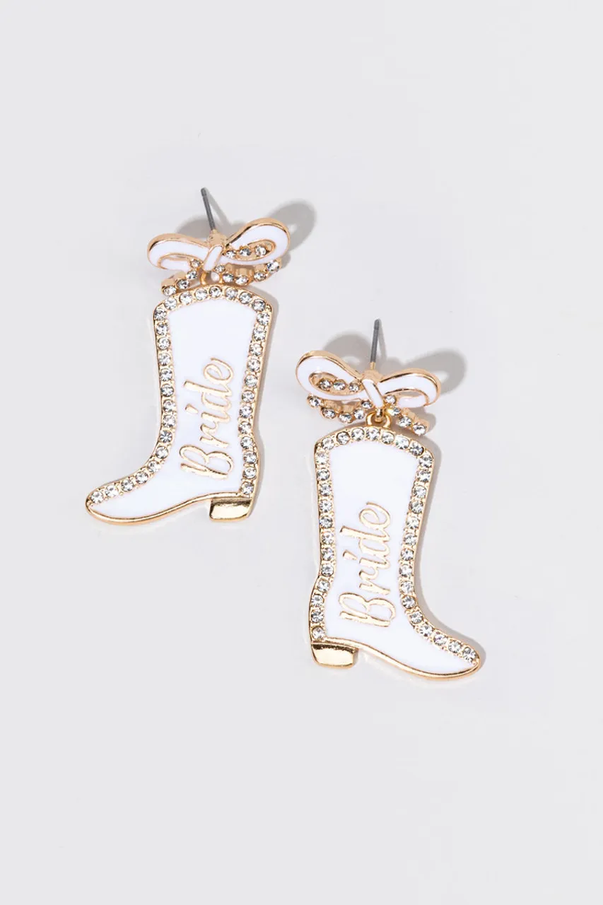 Bride Enamel Boot Earrings