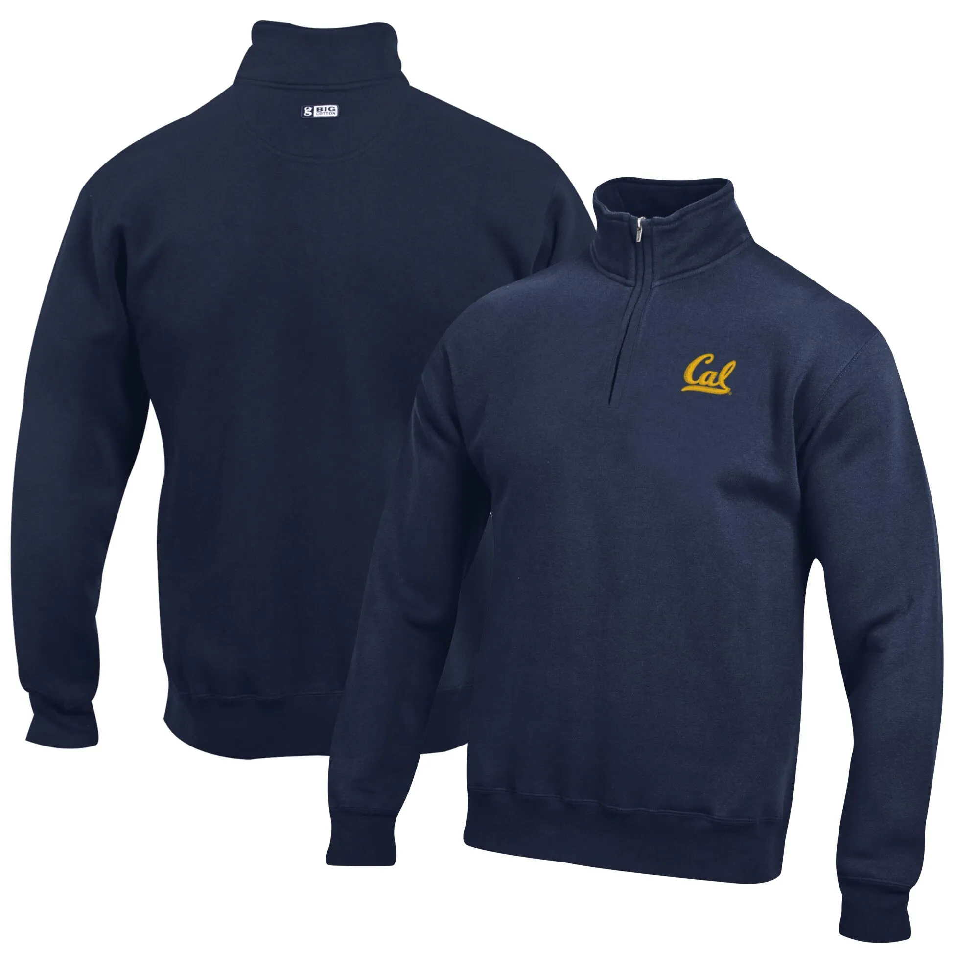 Cal Bears Navy Big Cotton Quarter-Zip Pullover Sweatshirt