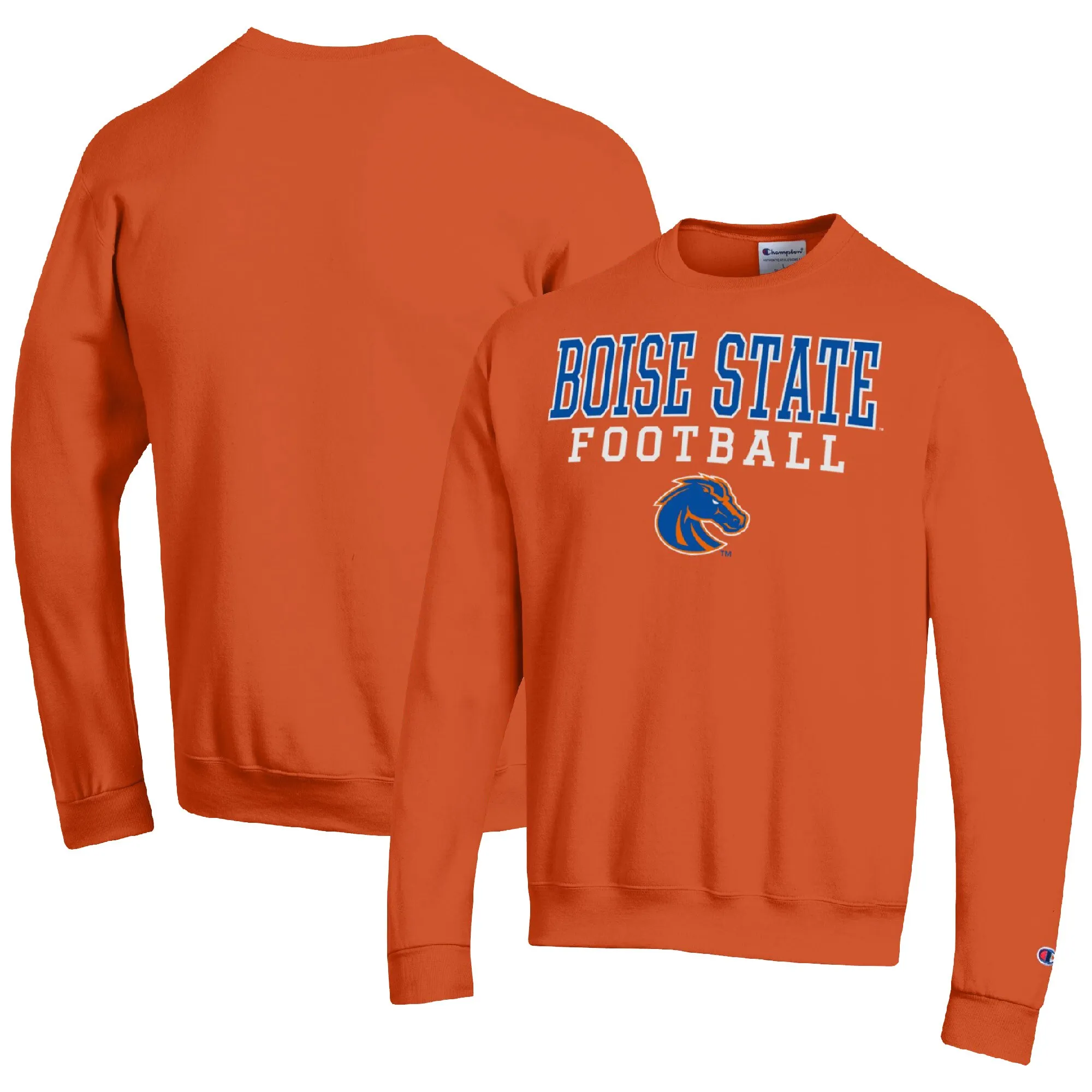 Champion Boise State Broncos Orange Football Stacked Pullover Sweatshirt