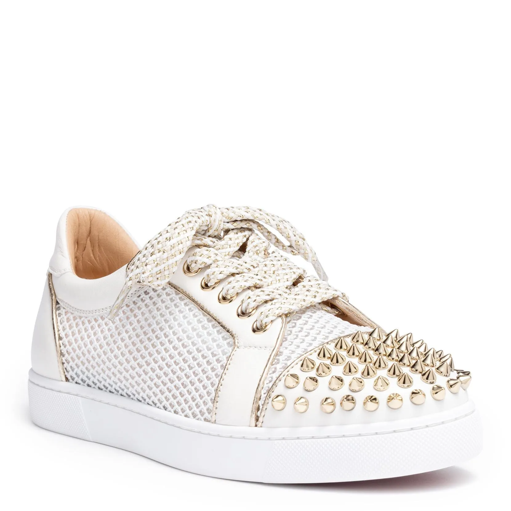 Christian Louboutin Vieira light gold leather spike sneakers