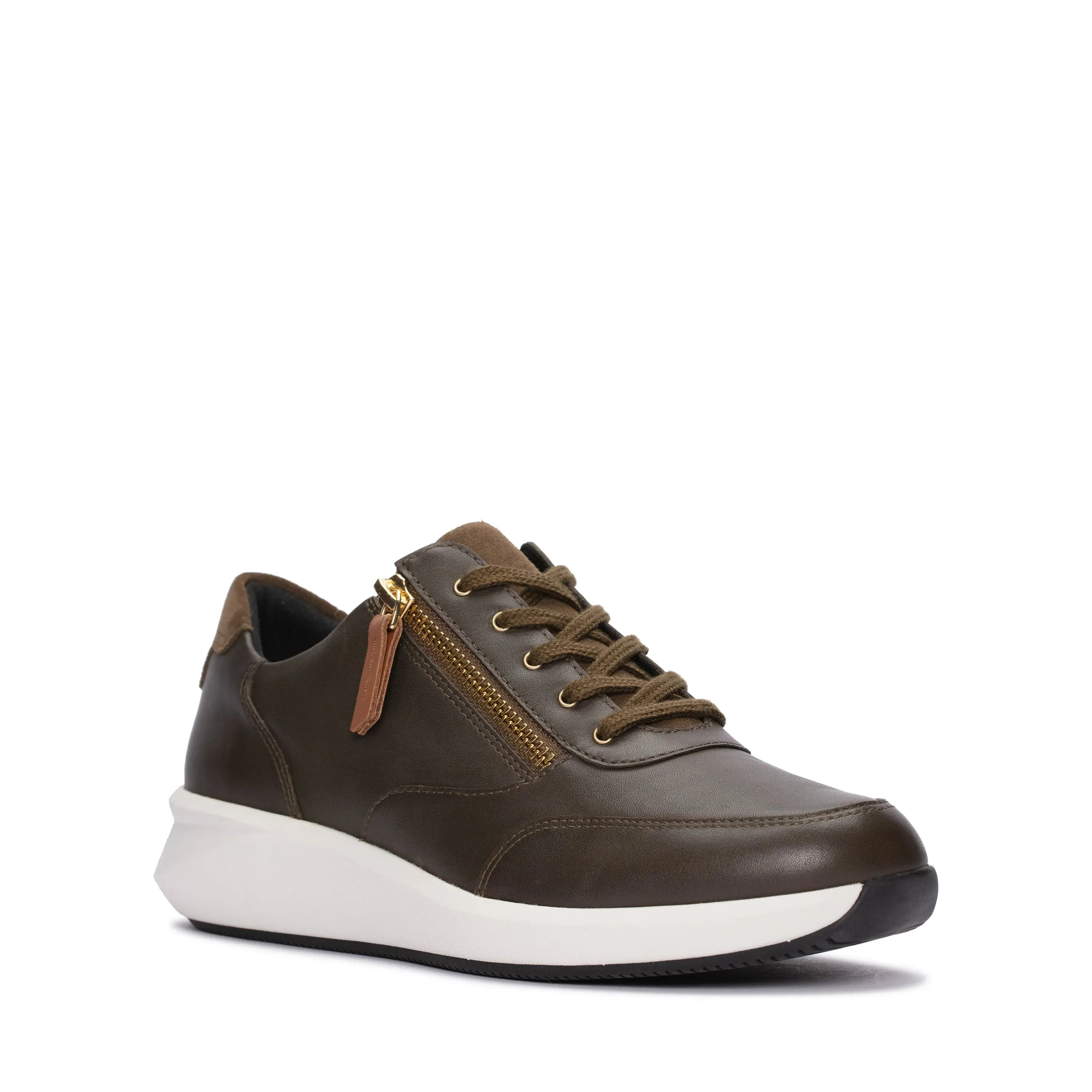 CLARKS | SNEAKERS MUJER | UN RIO ZIP DARK OLIVE LEATHER | VERDE