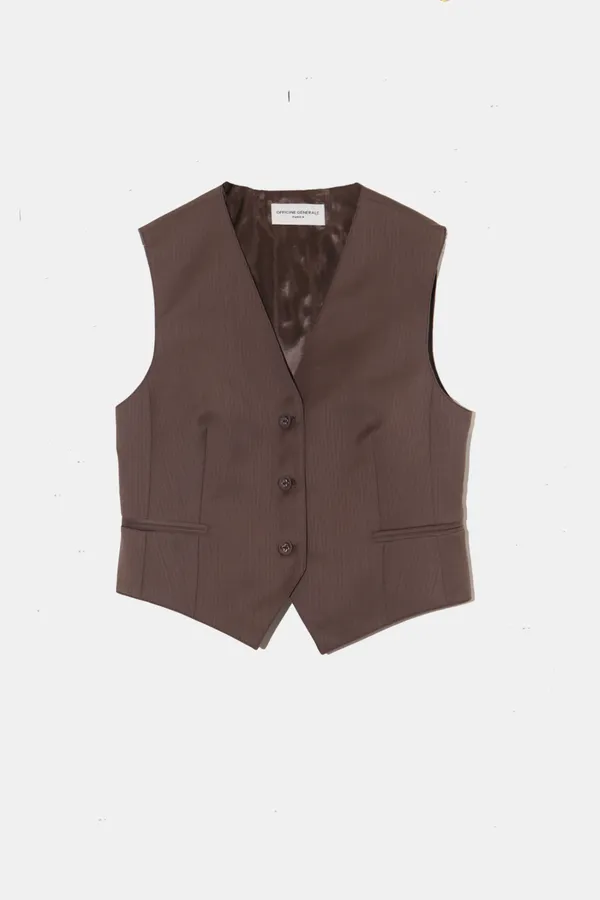 Cleore Pinstripe Herringbone Vest