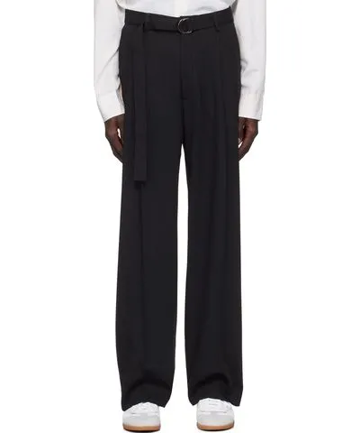 CMMN SWDN Black Omari Double Pleated Trousers