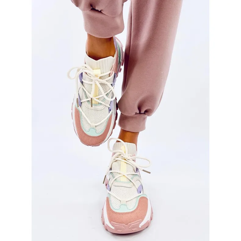 Colorful wedge sneakers from Beals Pink