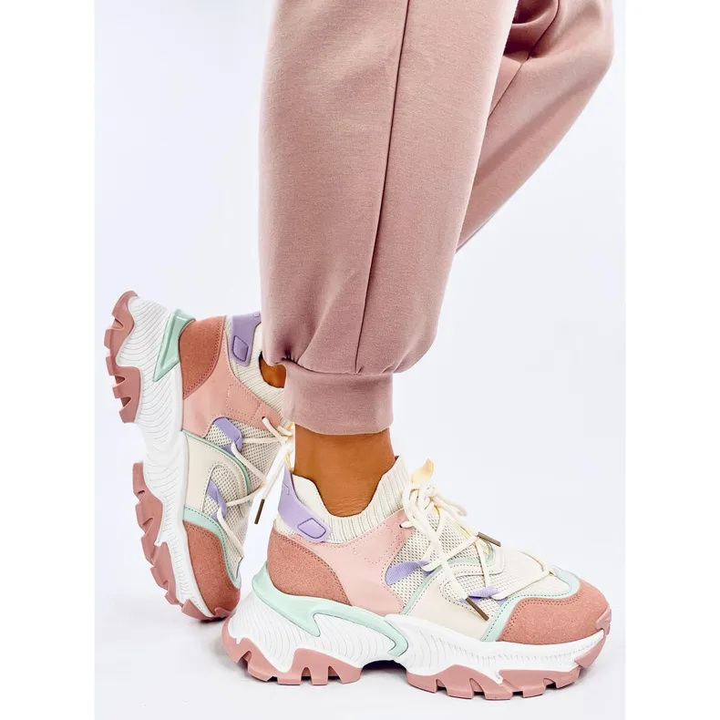 Colorful wedge sneakers from Beals Pink