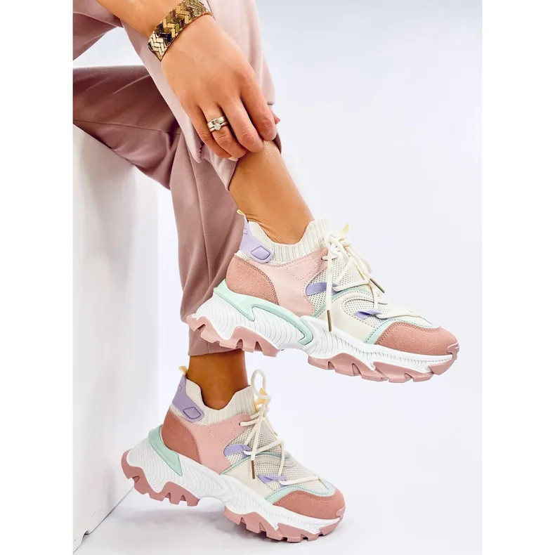 Colorful wedge sneakers from Beals Pink