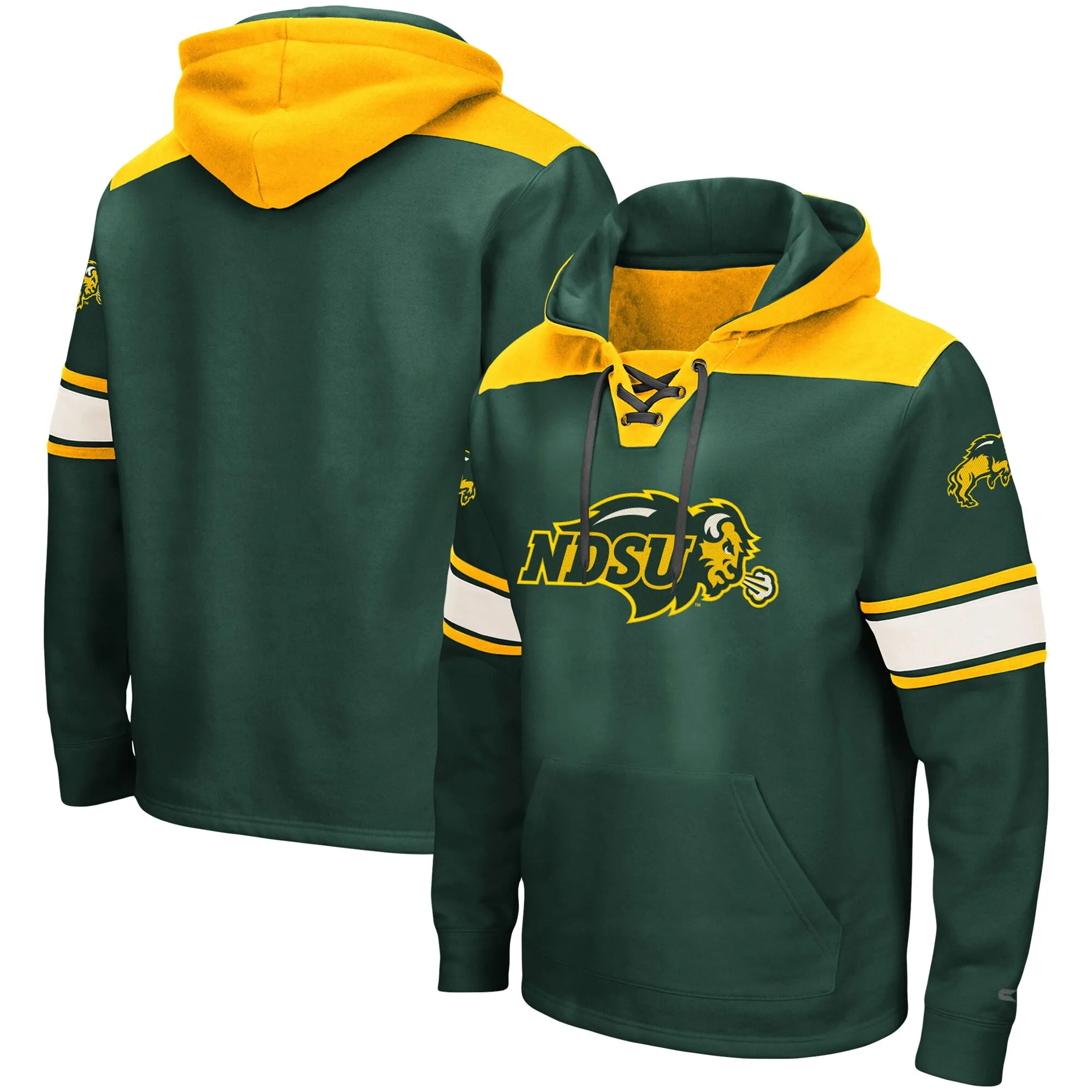 Colosseum NDSU Bison Green 2.0 Lace-Up Pullover Hoodie