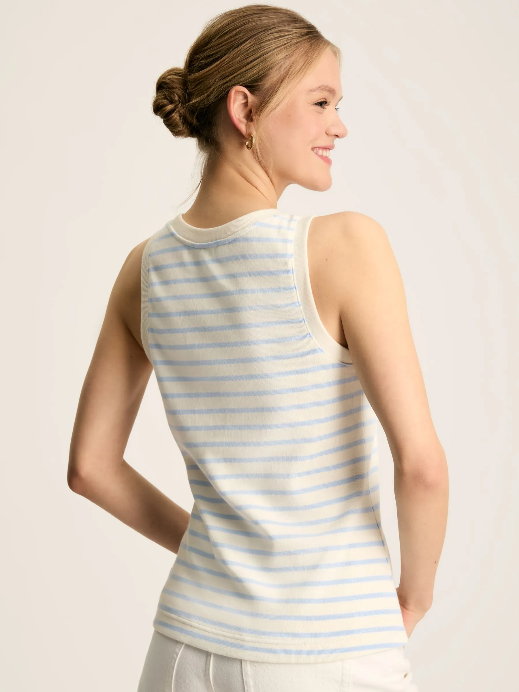 Cream & Blue Striped Jersey Vest