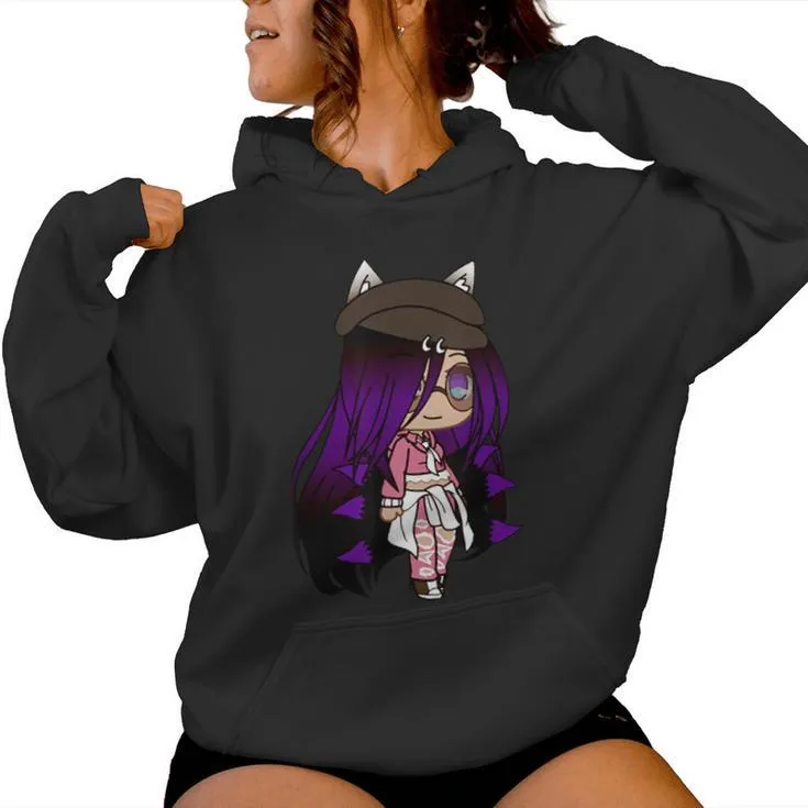 Cute Chibi Style Kawaii Anime Girl With Fox Ears And Tails Women Hoodie