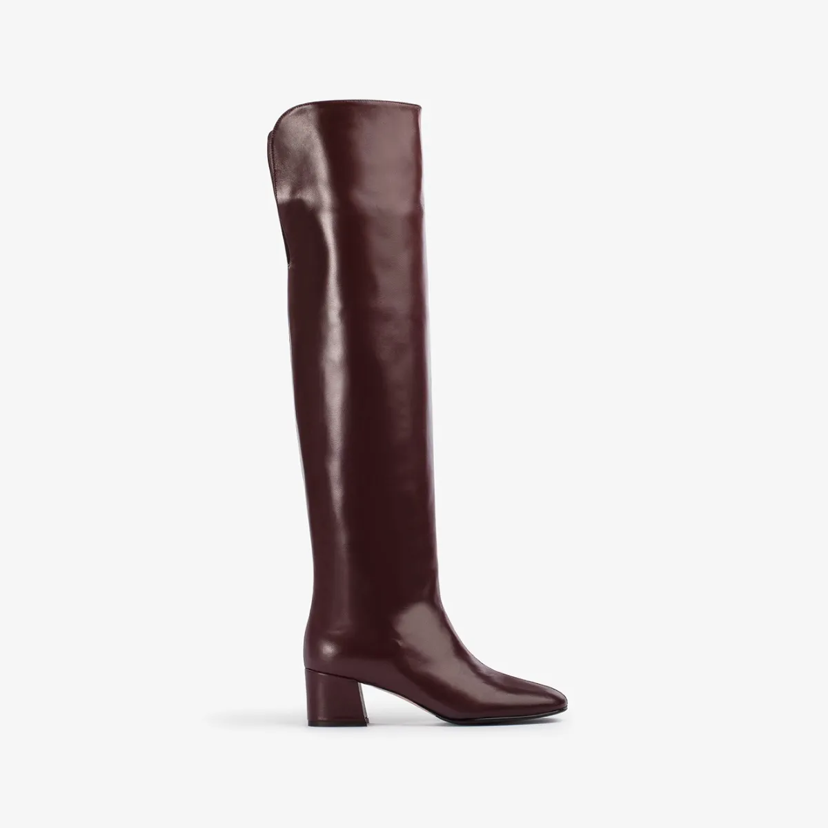 DANIELLE BOOT 50 mm Dark chocolate brown nappa leather over-the-knee boot