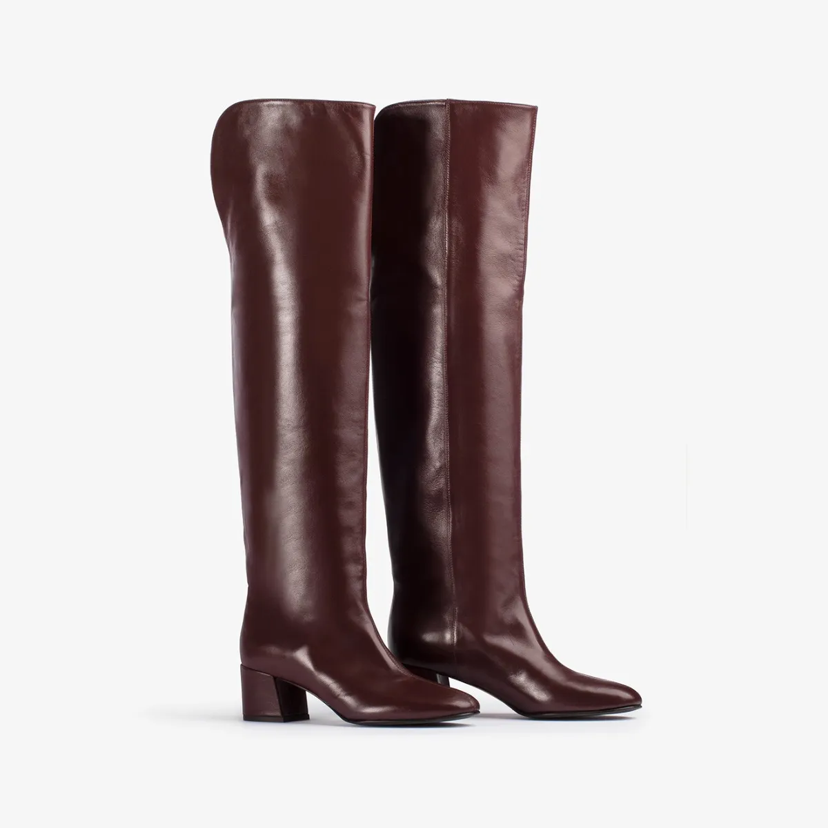 DANIELLE BOOT 50 mm Dark chocolate brown nappa leather over-the-knee boot