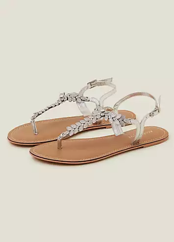 Diamante Leaf Embellished Sandals by Accessorize | Look Again