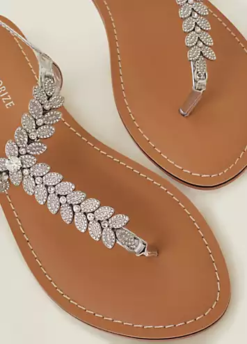 Diamante Leaf Embellished Sandals by Accessorize | Look Again