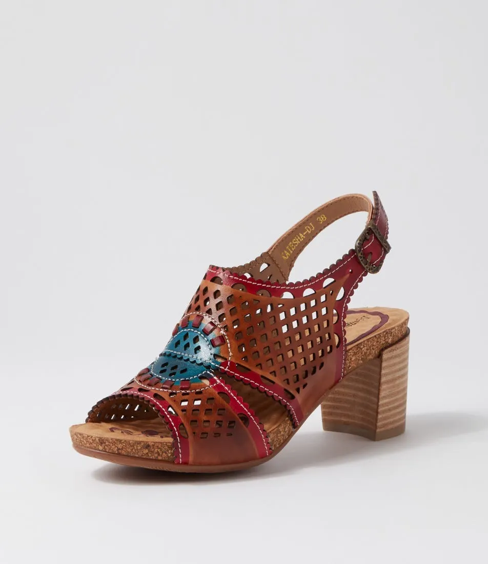 DJANGO & JULIETTE Kaiesha Fuchsia Tan Multi Leather Sandals