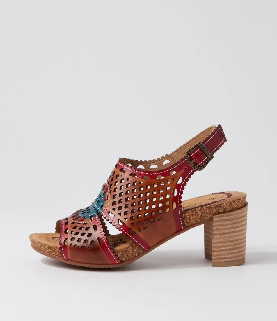 DJANGO & JULIETTE Kaiesha Fuchsia Tan Multi Leather Sandals