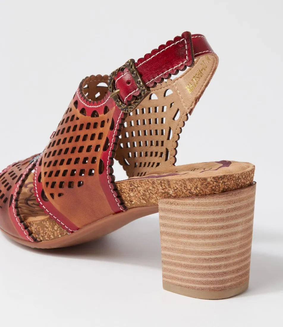 DJANGO & JULIETTE Kaiesha Fuchsia Tan Multi Leather Sandals