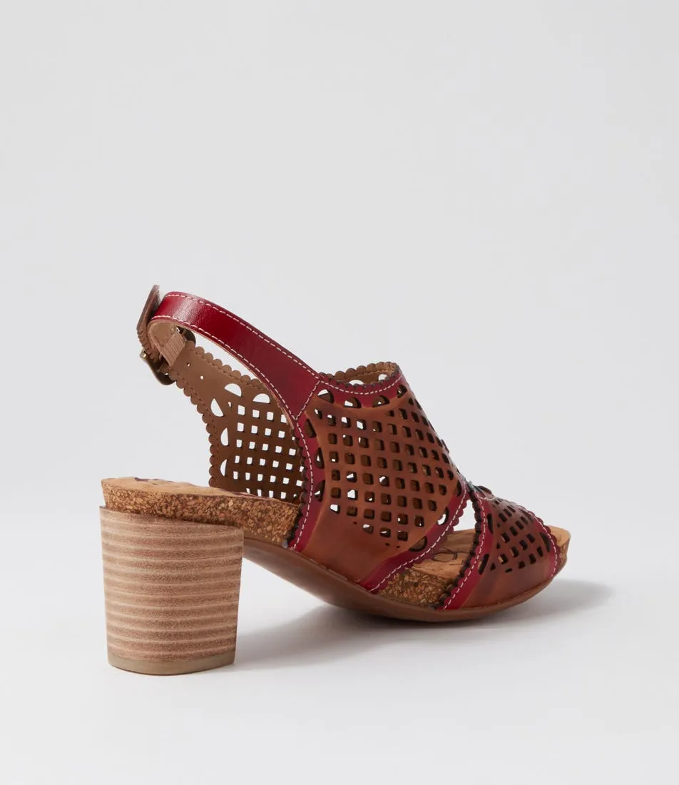 DJANGO & JULIETTE Kaiesha Fuchsia Tan Multi Leather Sandals