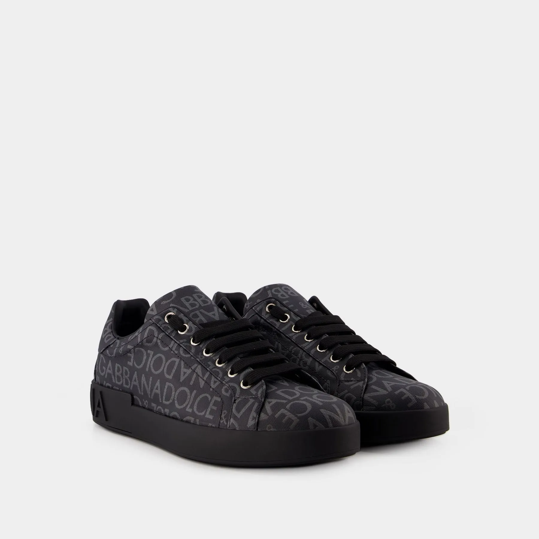 Dolce&Gabbana  Logo Spalmato Sneakers - Dolce&Gabbana - Canvas - Black