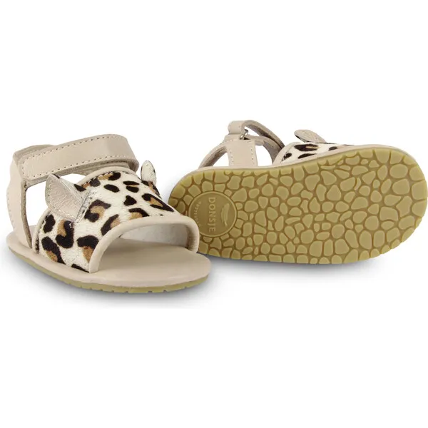 Donsje Amsterdam Alina Classic Leather Leopard Sandals, Ivory