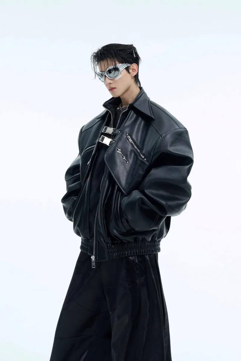 Double-Layer Metal Buckle Biker Jacket